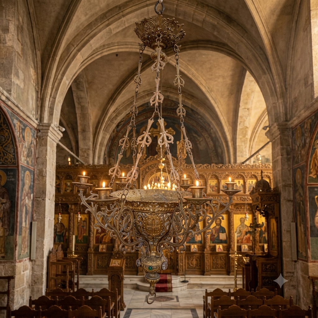 Antique Brass Church Chandelier