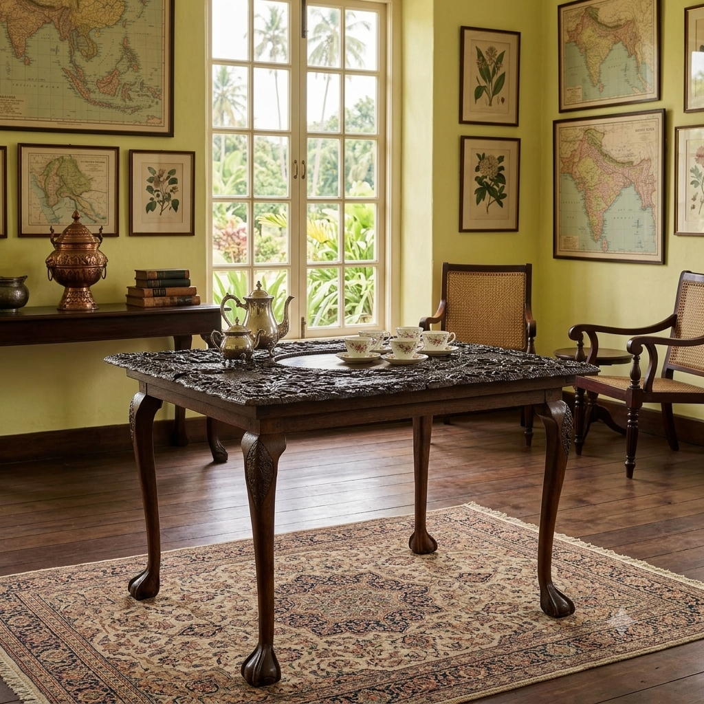 Intricately Carved Anglo-Indian Coffee Table