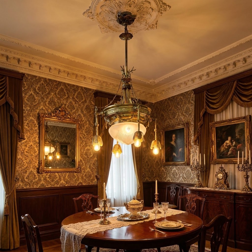 19th Century French Gilt Bronze 5 Lights Chandelier