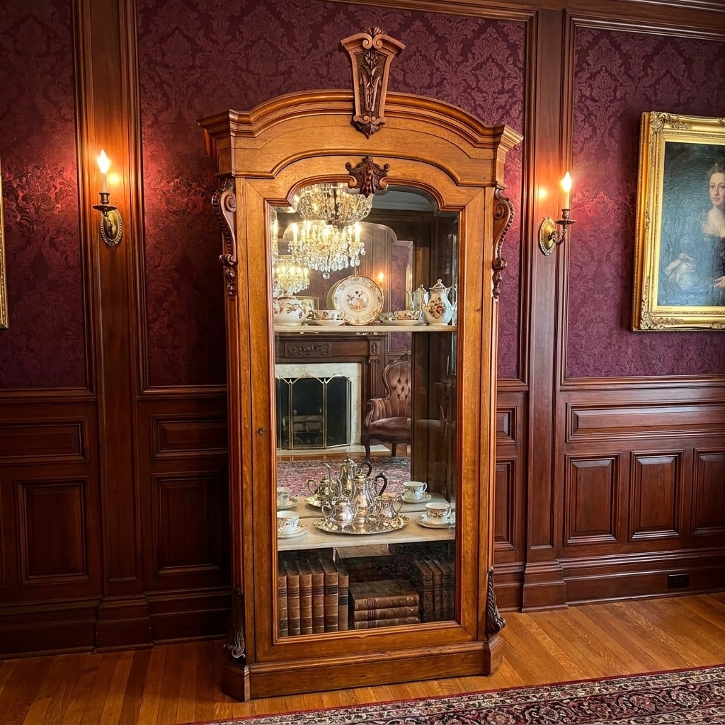 Large 19th Century Oak Display Cabinet