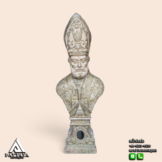 Large 19th Century Italian Bust of Holy Bishop
