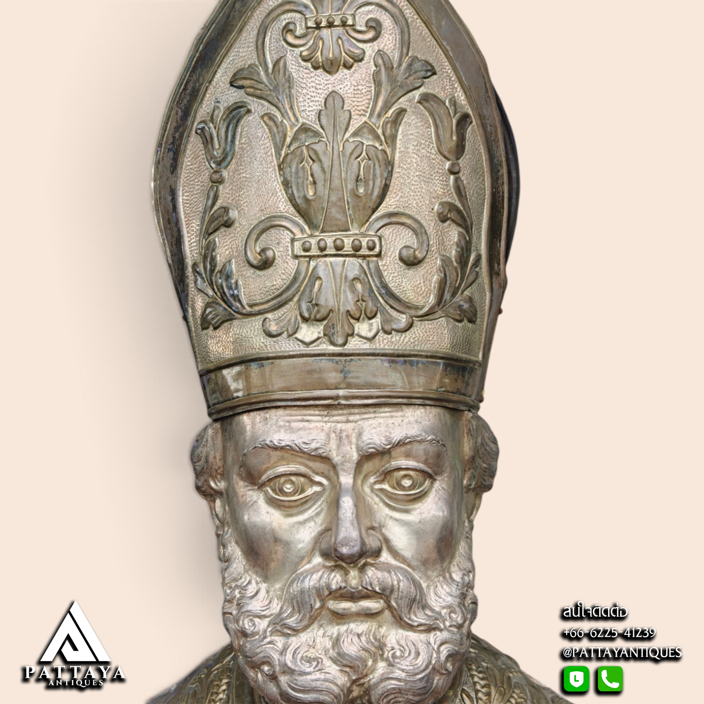 Large 19th Century Italian Bust of Holy Bishop