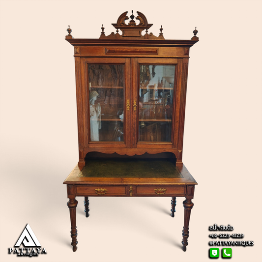 19th Century French Bureau with Vitrine Display Cabinet