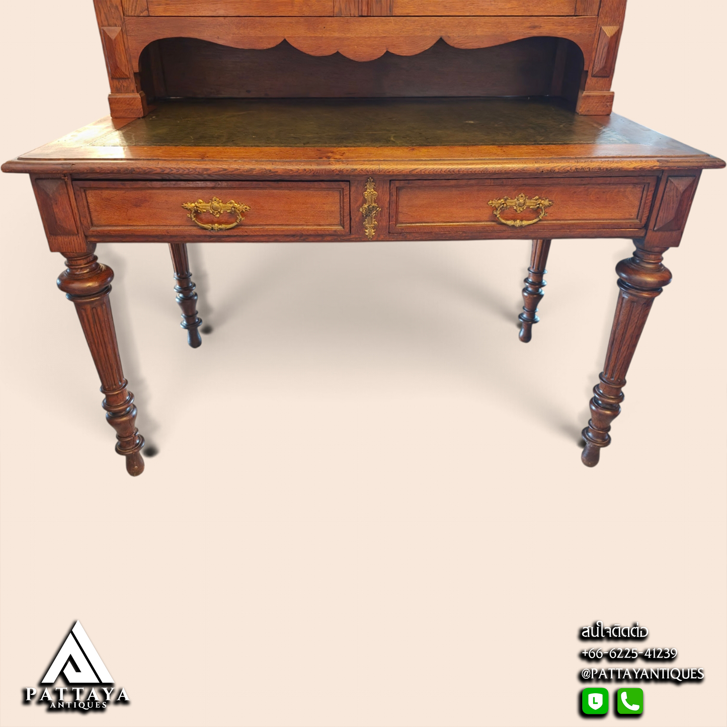 19th Century French Bureau with Vitrine Display Cabinet