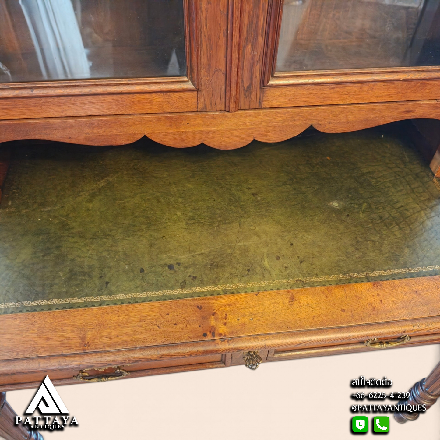 19th Century French Bureau with Vitrine Display Cabinet