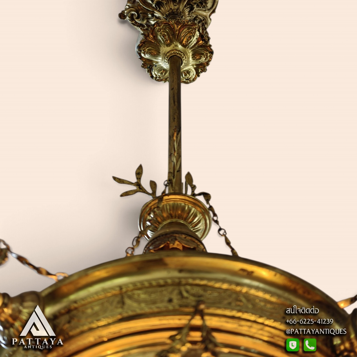 19th Century French Gilt Bronze 5 Lights Chandelier