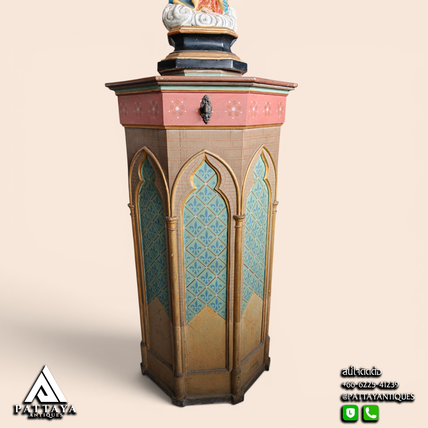 Gothic painted Church Stand