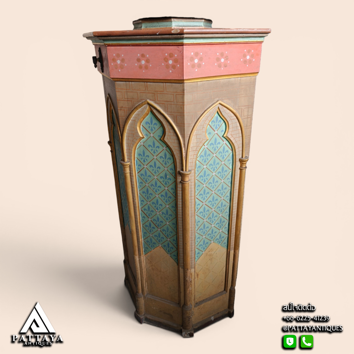 Gothic painted Church Stand