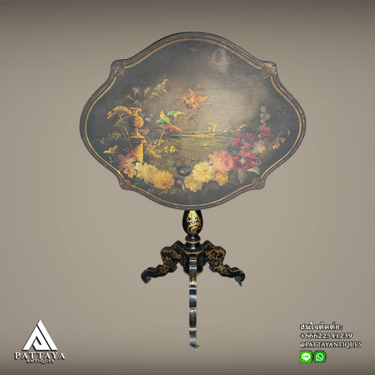 19th Century English Lacquer & Papier-Mache tiltop table