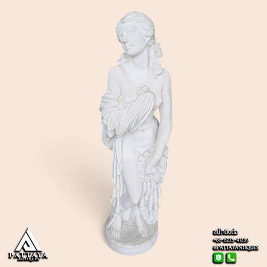 19th Century Alabaster Statue of Lady