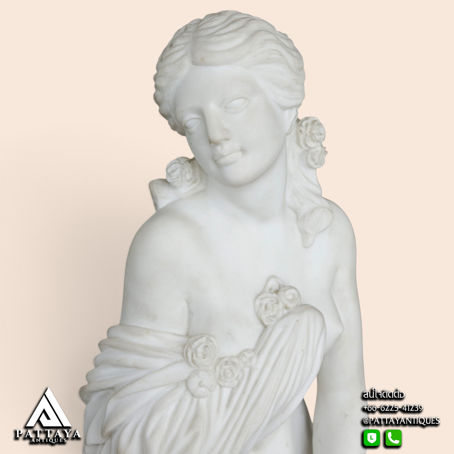 19th Century Alabaster Statue of Lady