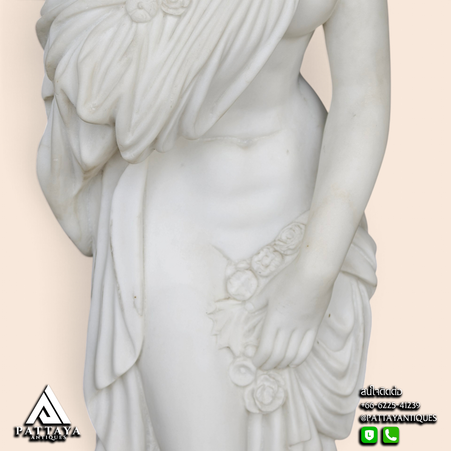 19th Century Alabaster Statue of Lady