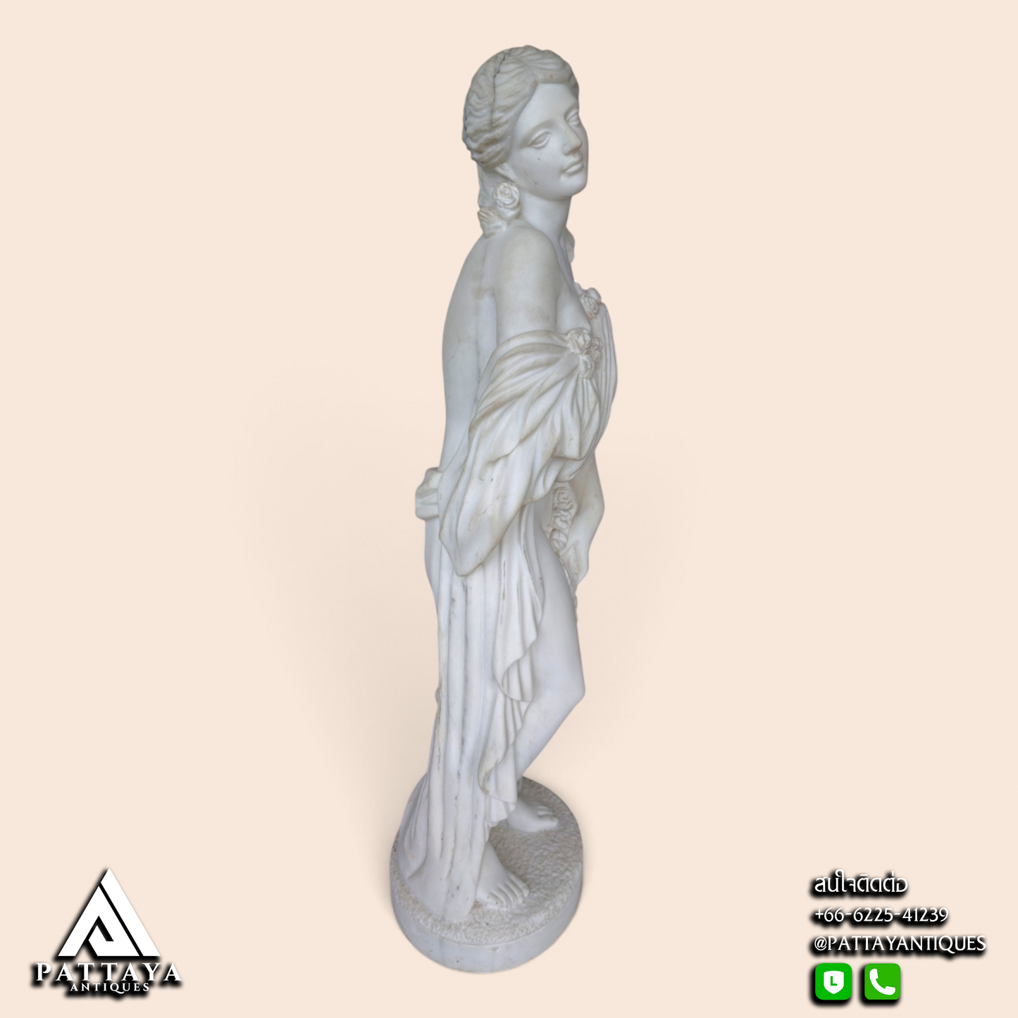 19th Century Alabaster Statue of Lady