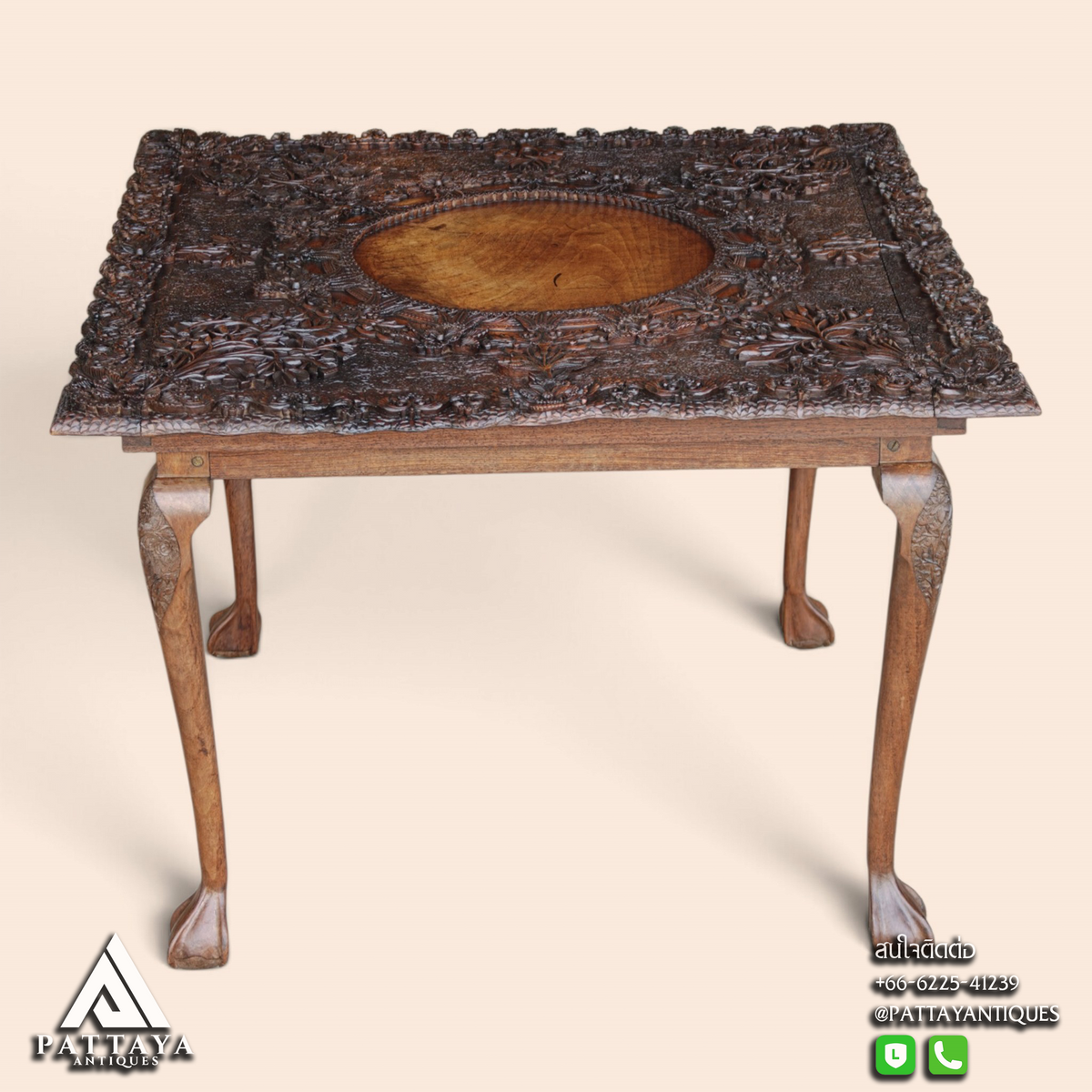 Intricately Carved Anglo-Indian Coffee Table