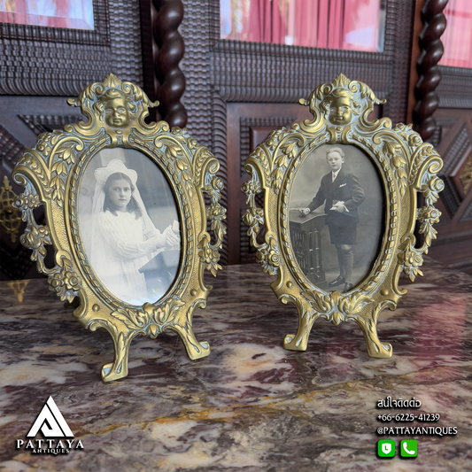 Antique Pair of Brass Picture Frames