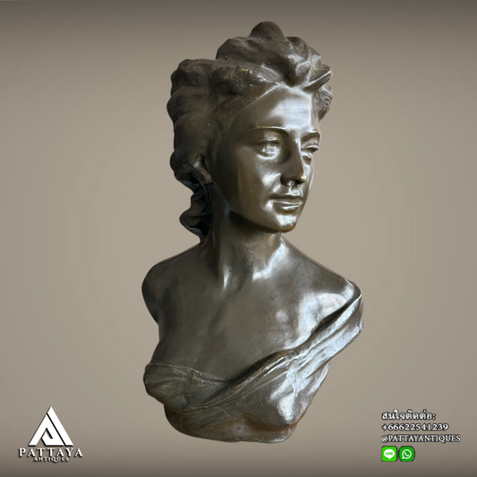 Antique bronze lady bust by Jef Lambeaux 1852-1908