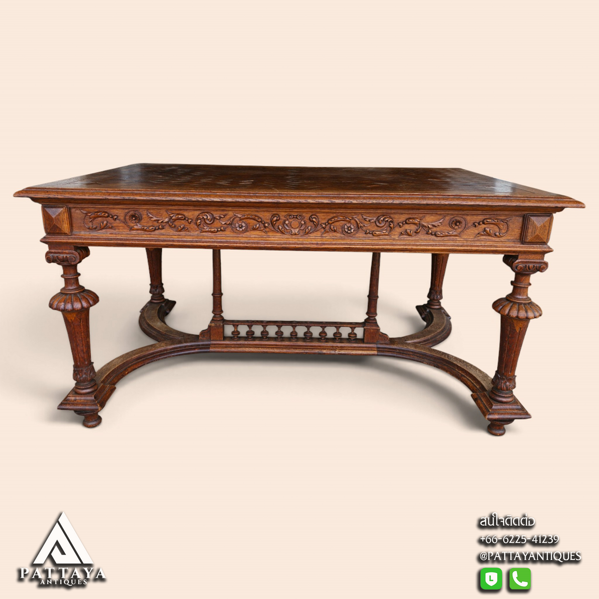Antique Renaissance Style Oak Dining Table