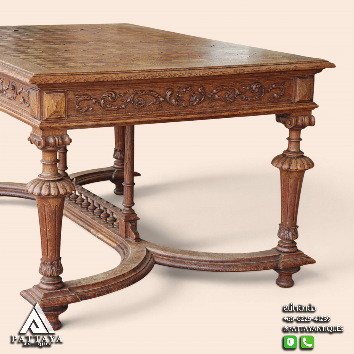 Antique Renaissance Style Oak Dining Table