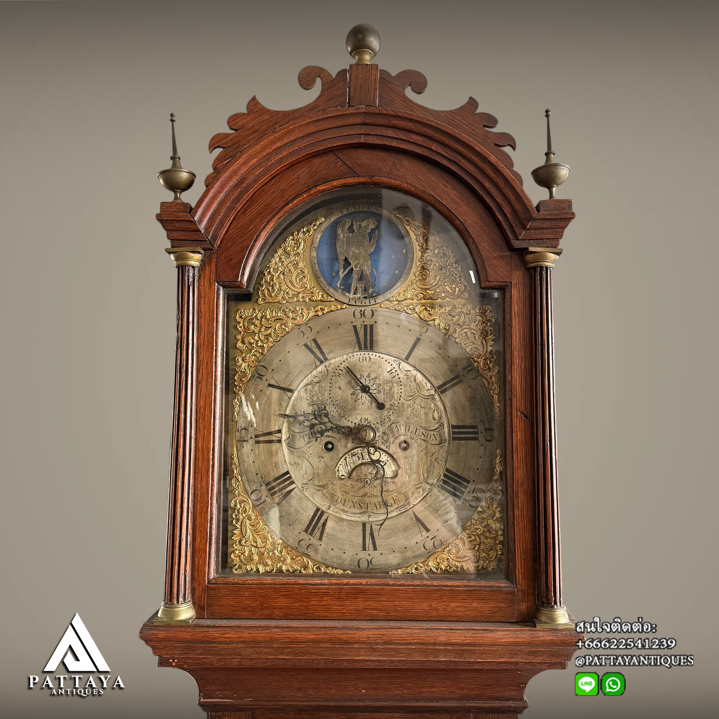 Antique long case Grandfather clock by Thomas Willson Dunstable