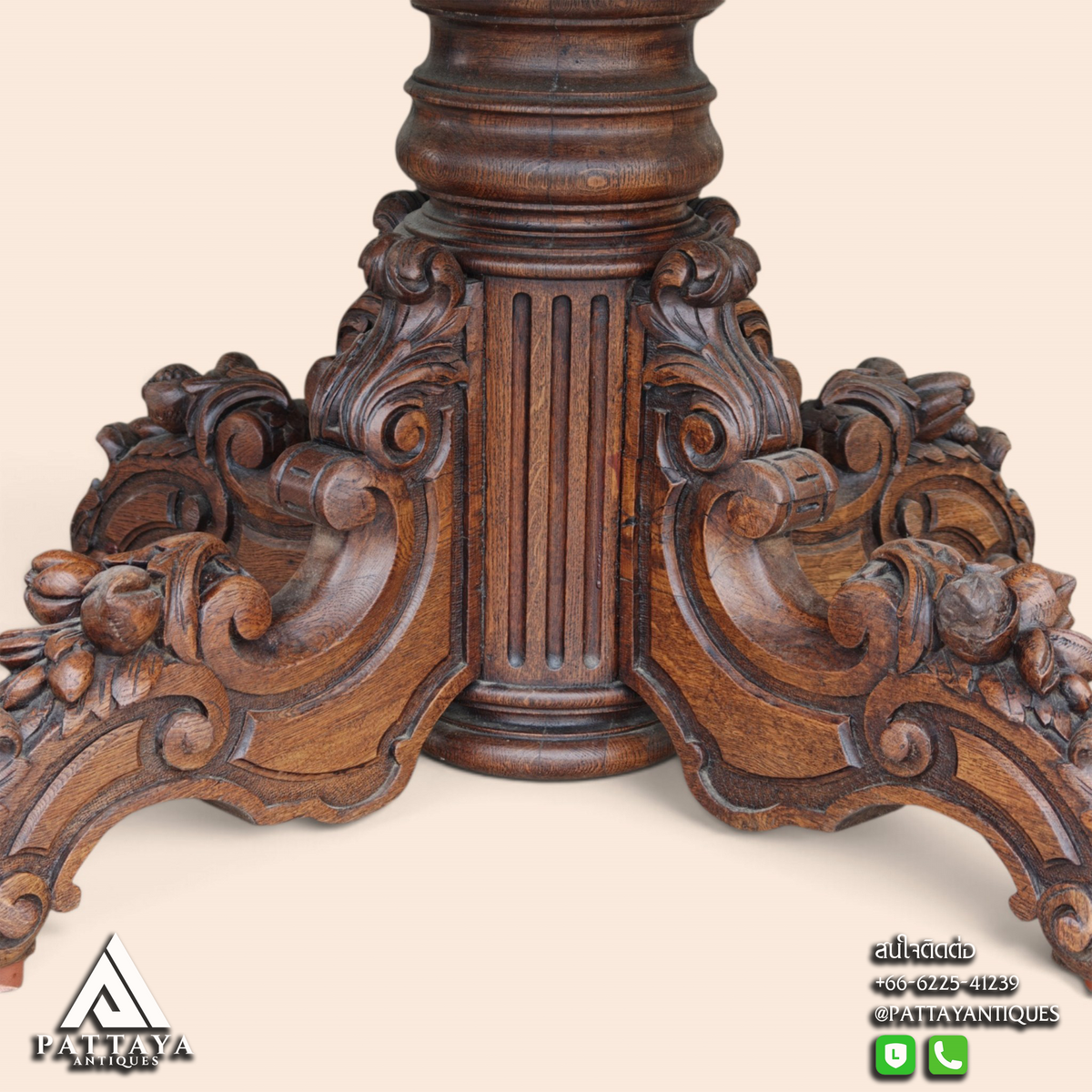 19th Century French Oval Black Forest Style Dining Table