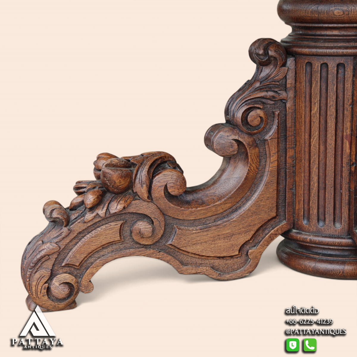 19th Century French Oval Black Forest Style Dining Table