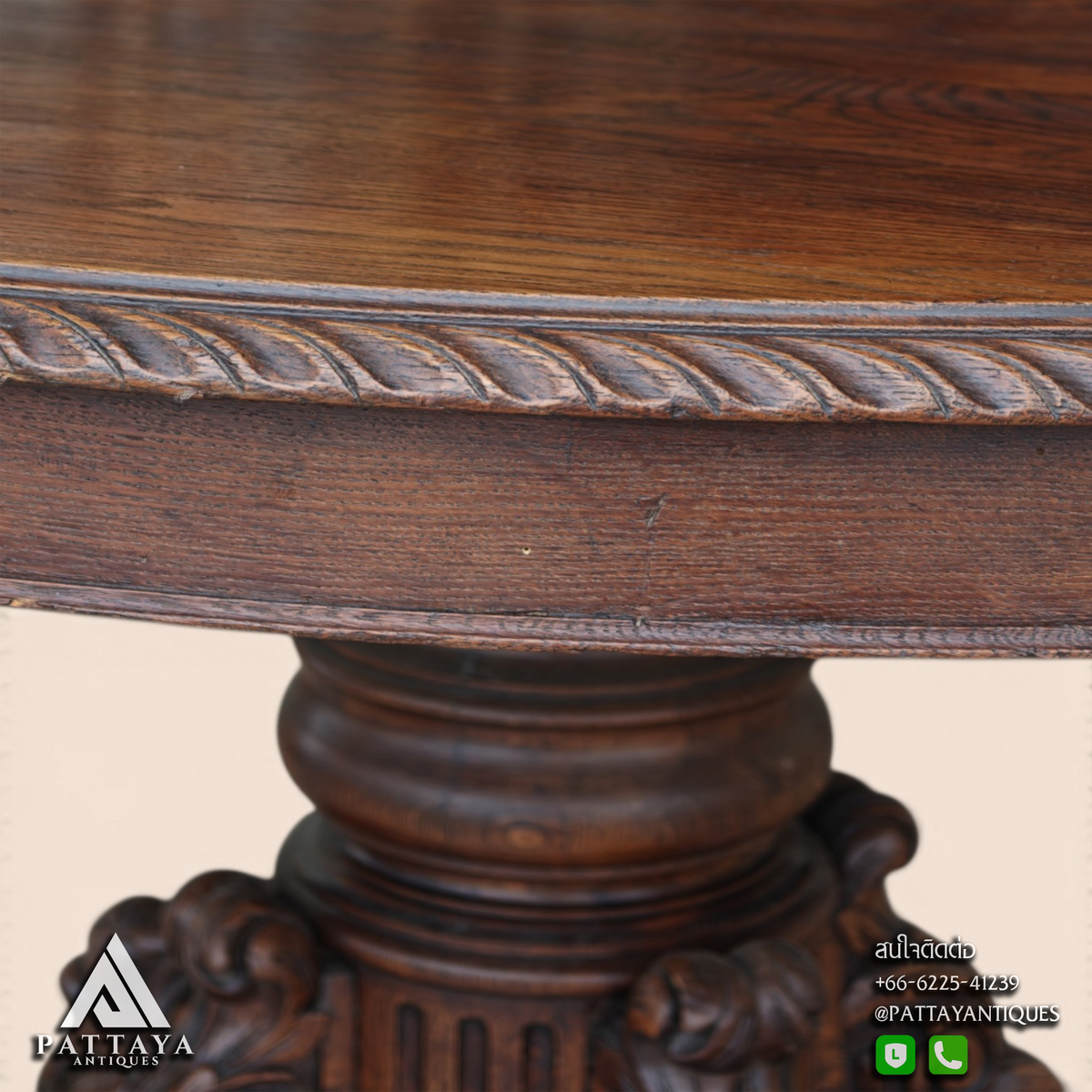 19th Century French Oval Black Forest Style Dining Table