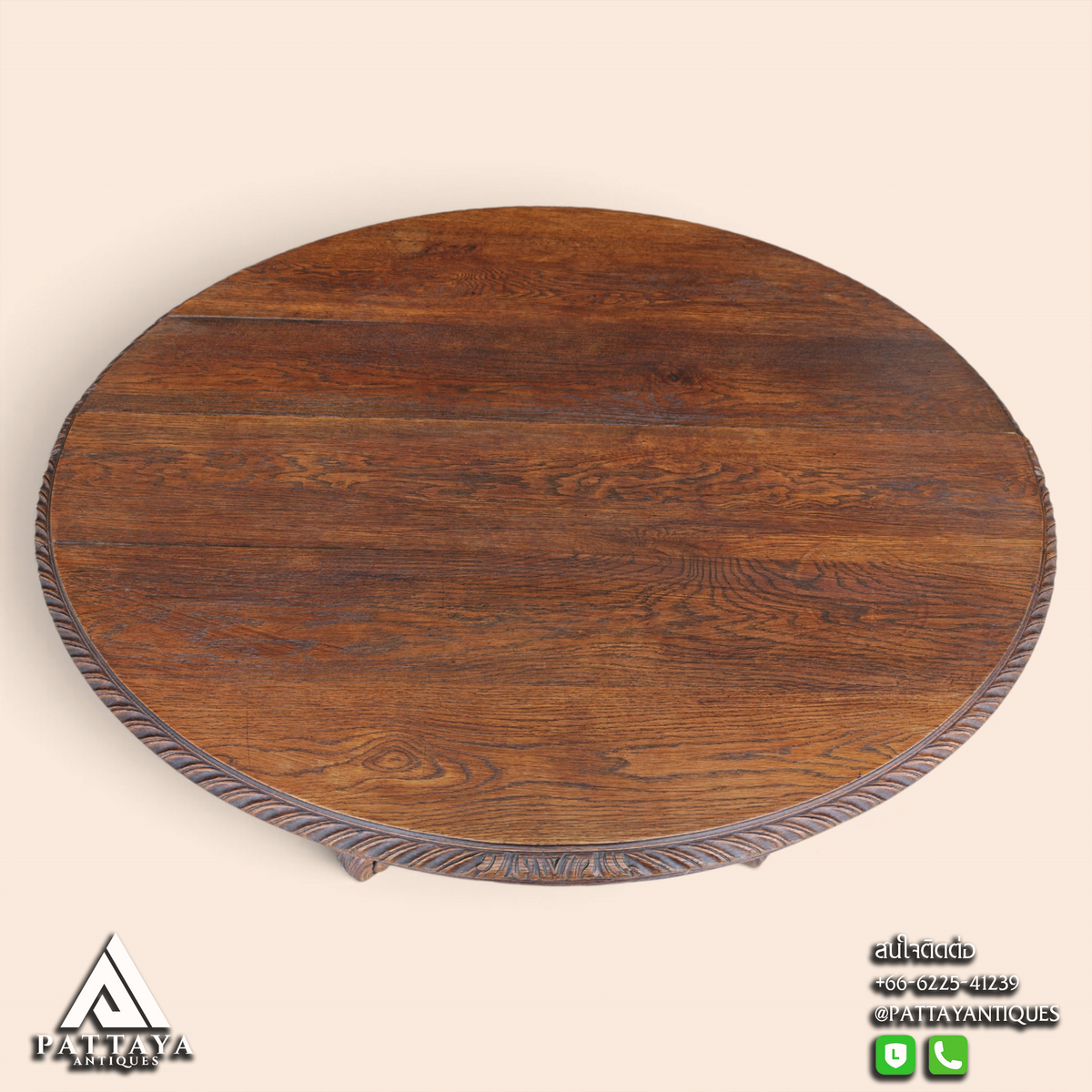 19th Century French Oval Black Forest Style Dining Table