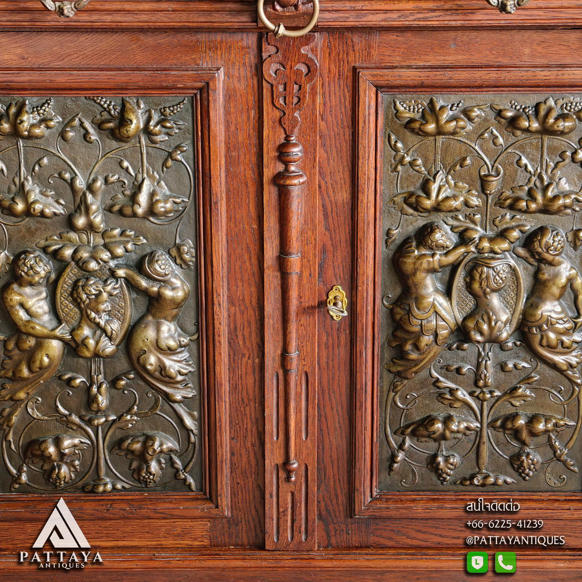 Antique Renaissance Revival Cabinet with Copper Plates