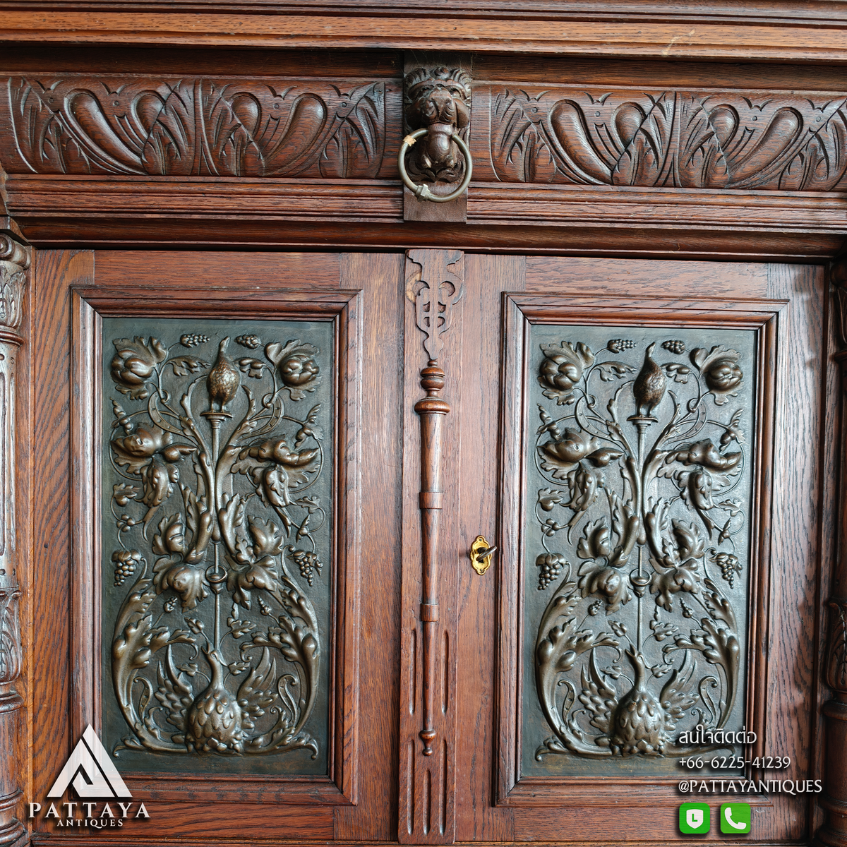 Antique Renaissance Revival Cabinet with Copper Plates