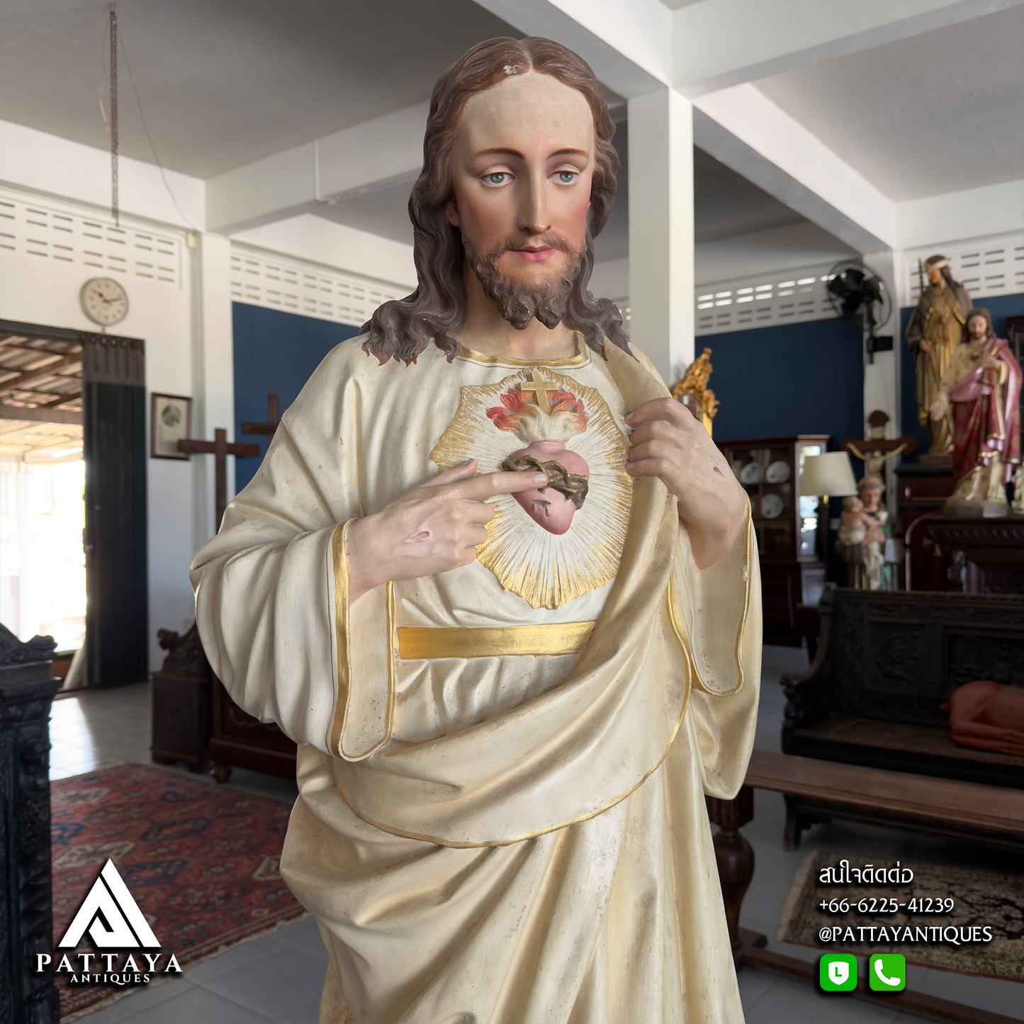 Antique Plaster Jesus Statue