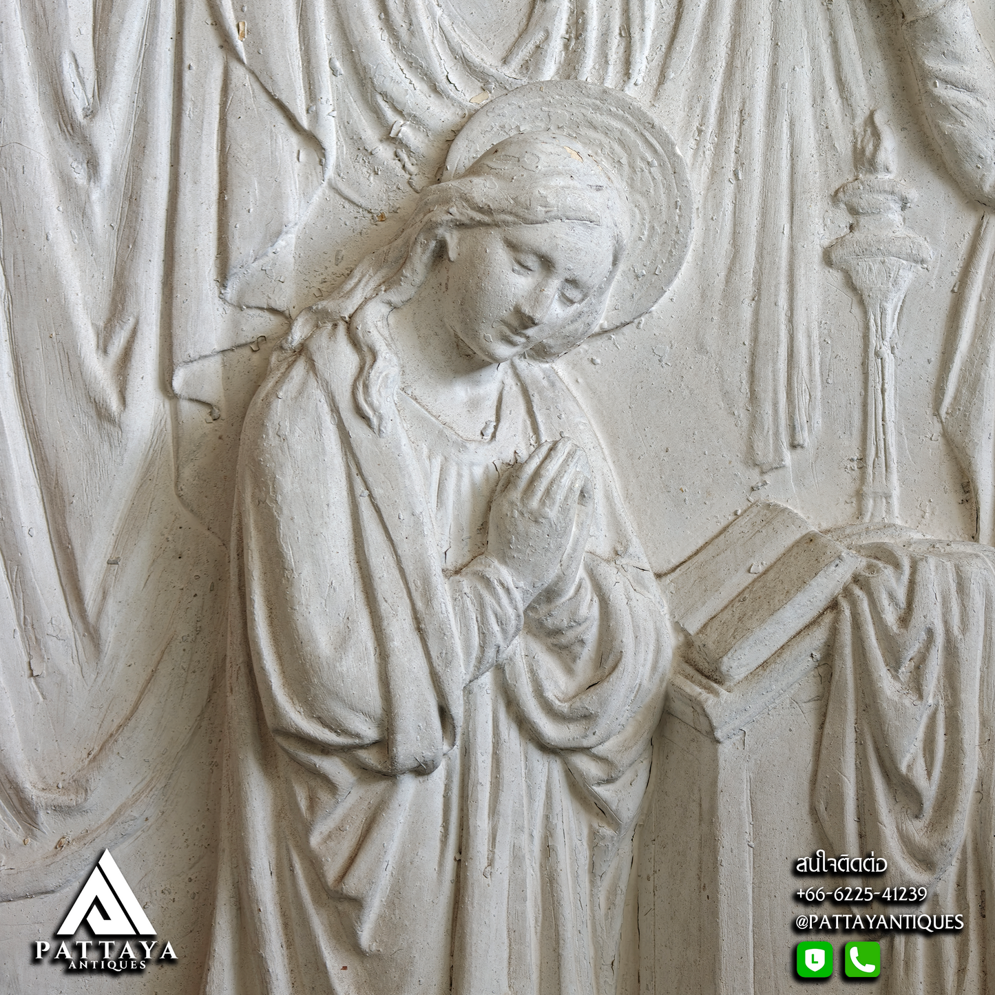 Antique Plaster Church Relief (Signed)
