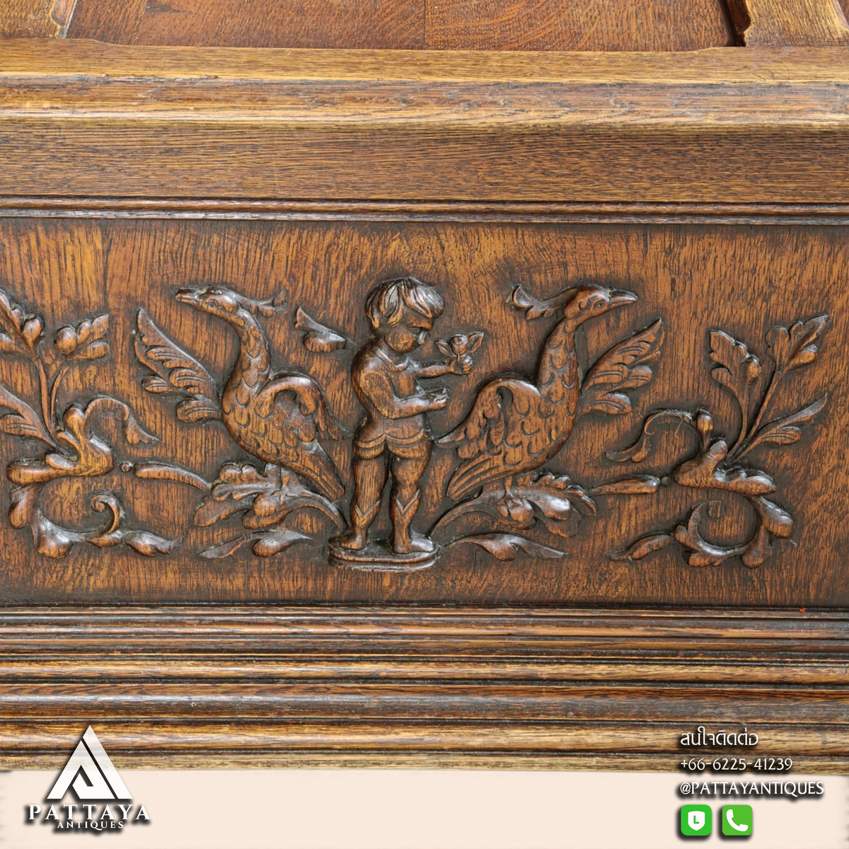 19th Century Renaissance Style Oak French Hall-Bench