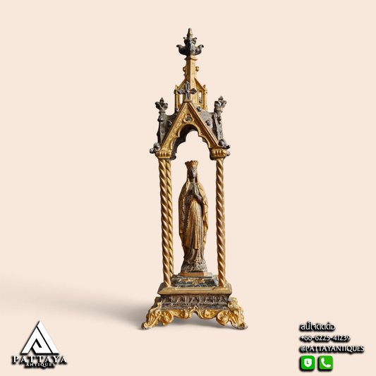 Antique Spelter Virgin Mary Altar Piece