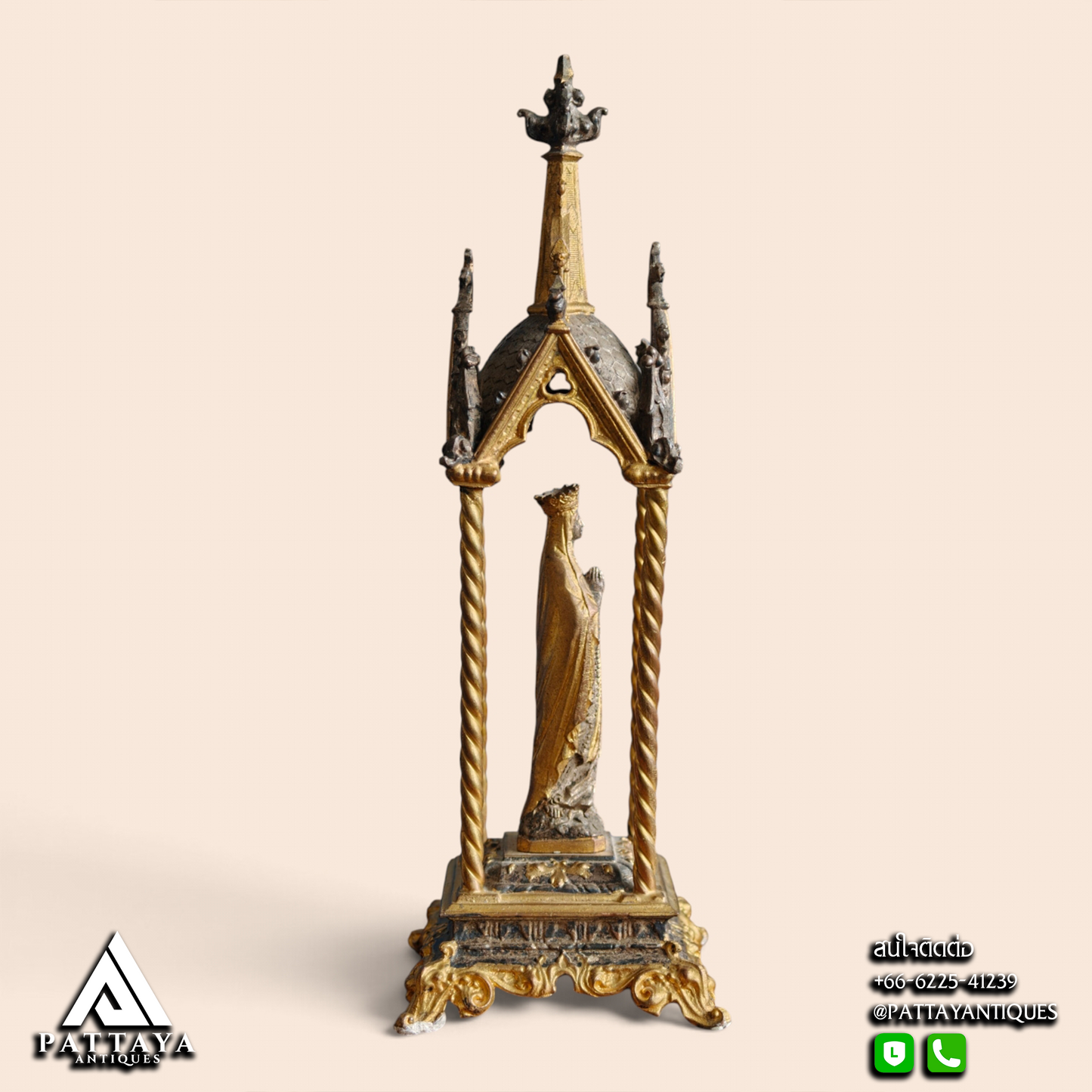 Antique Spelter Virgin Mary Altar Piece