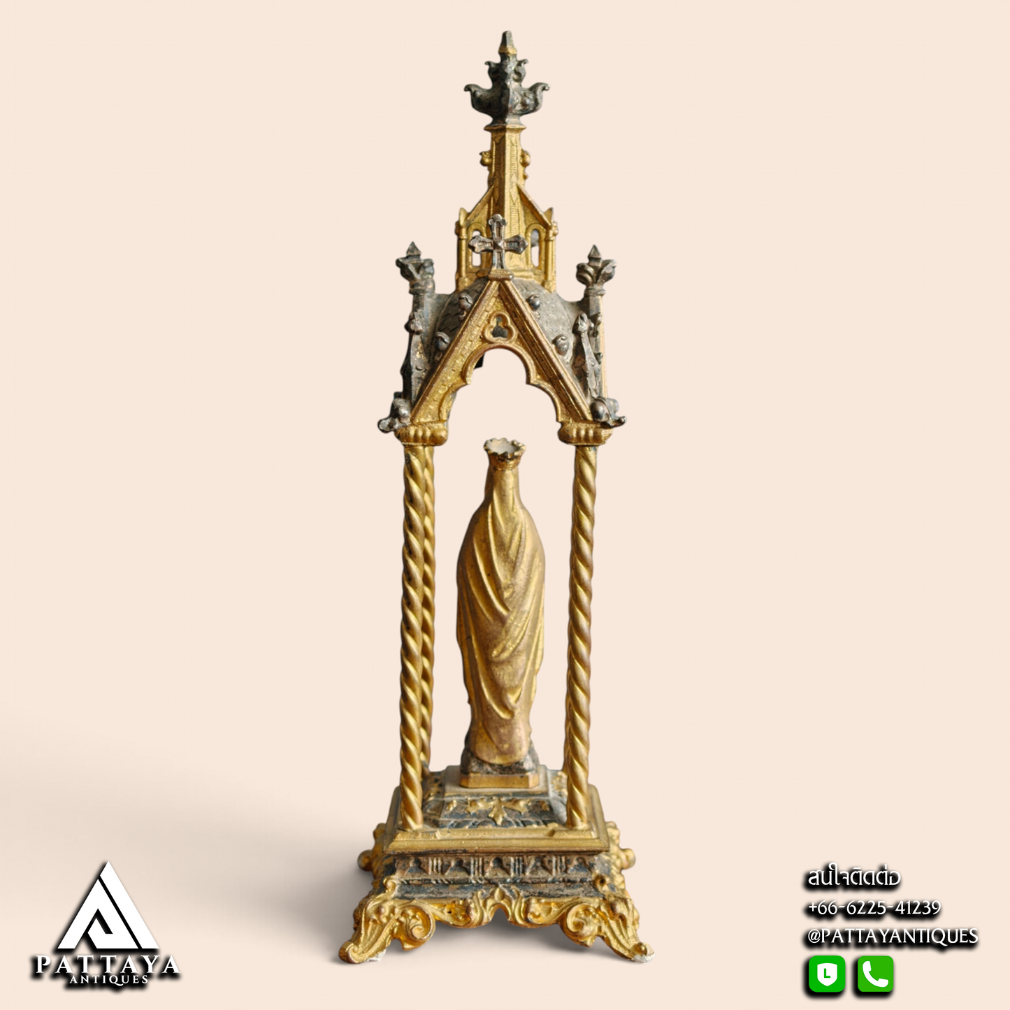 Antique Spelter Virgin Mary Altar Piece