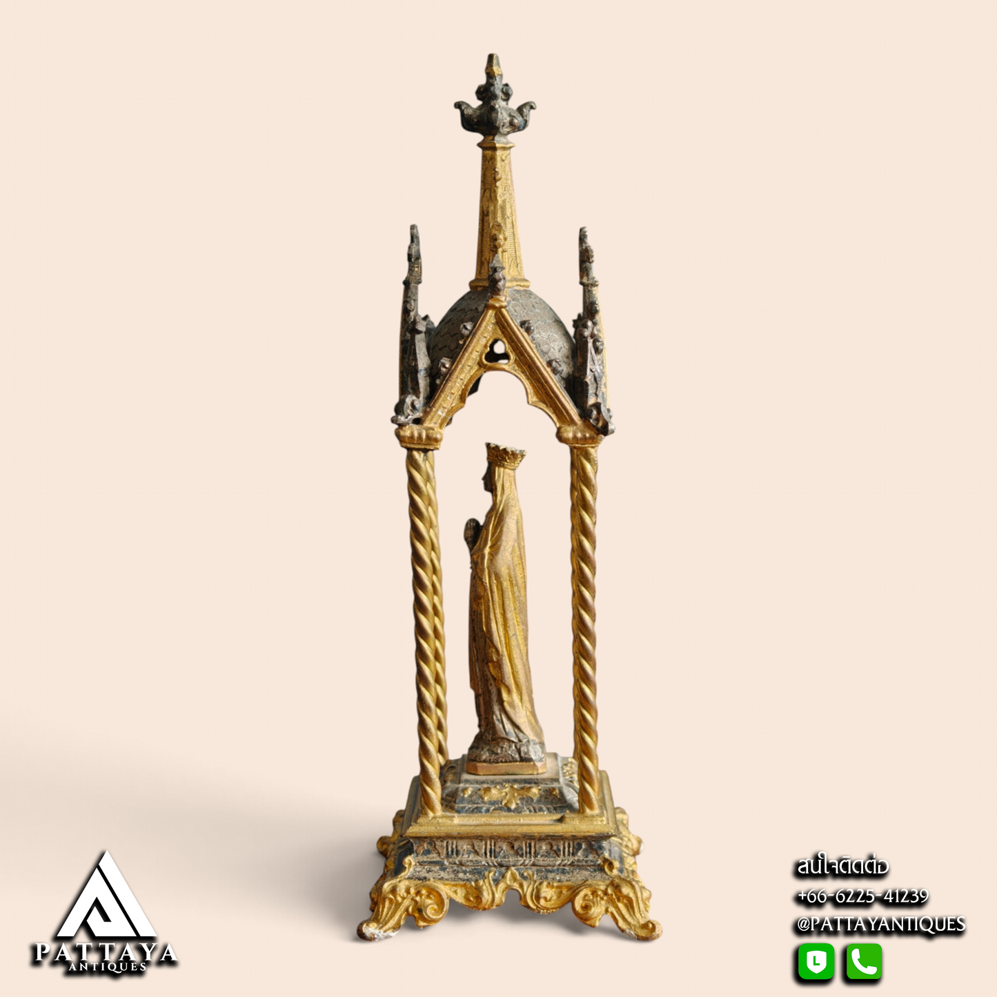 Antique Spelter Virgin Mary Altar Piece