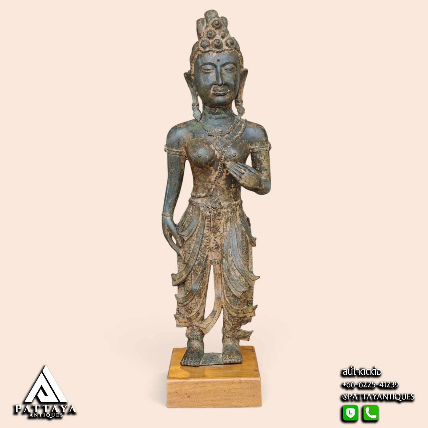 Ancient Bronze Statue of Standing Srivijaya