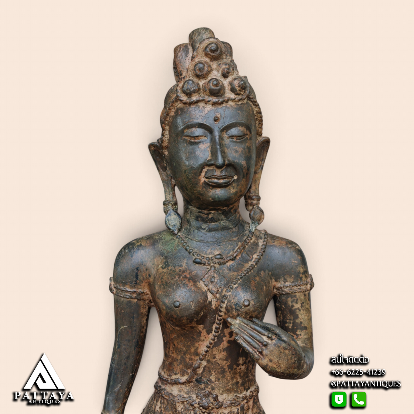 Ancient Bronze Statue of Standing Srivijaya