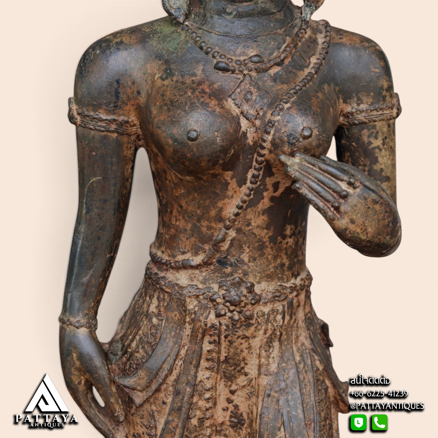 Ancient Bronze Statue of Standing Srivijaya