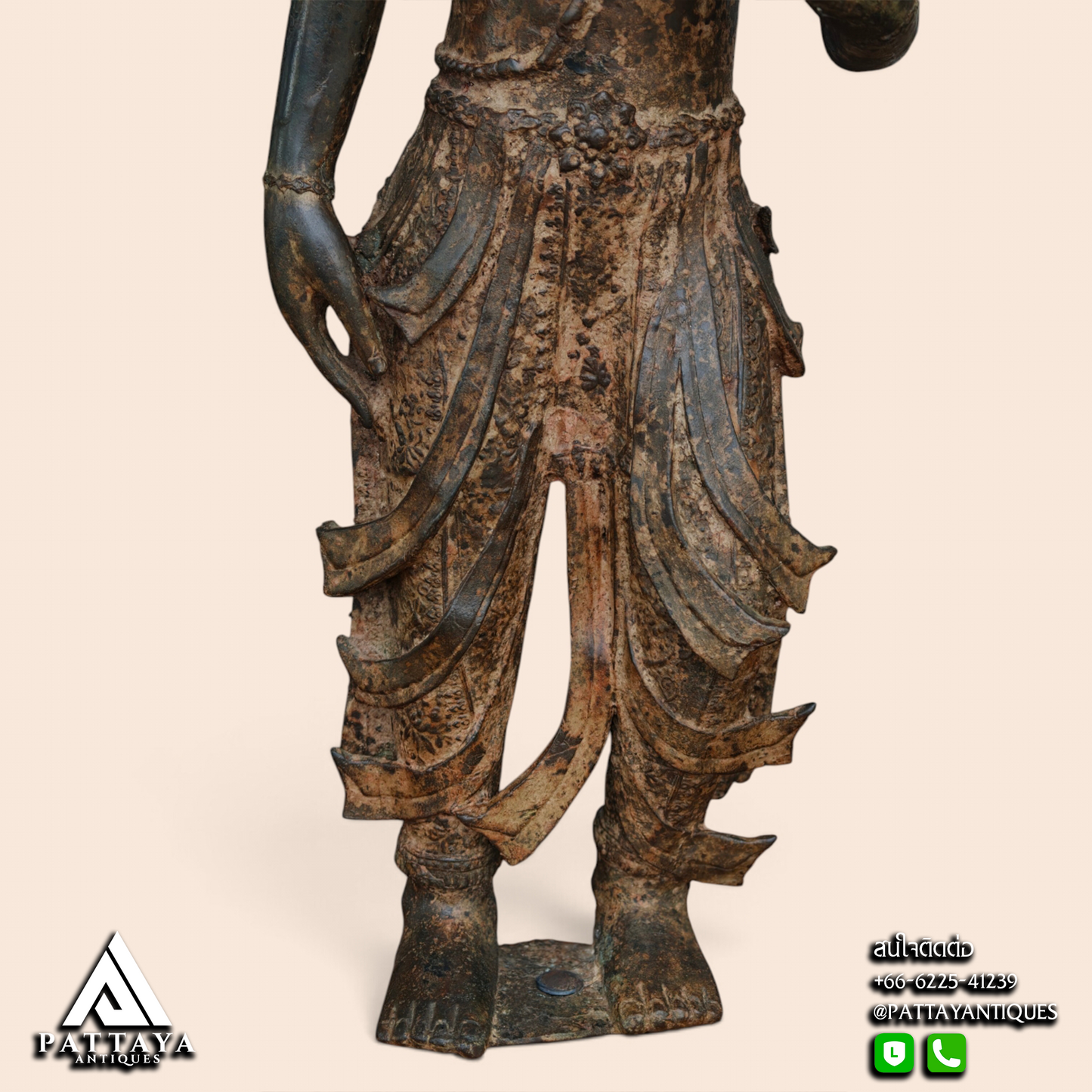 Ancient Bronze Statue of Standing Srivijaya