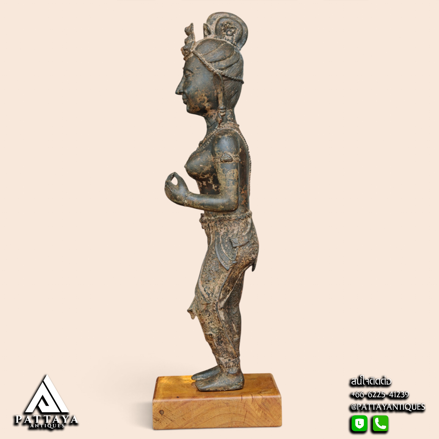 Ancient Bronze Statue of Standing Srivijaya