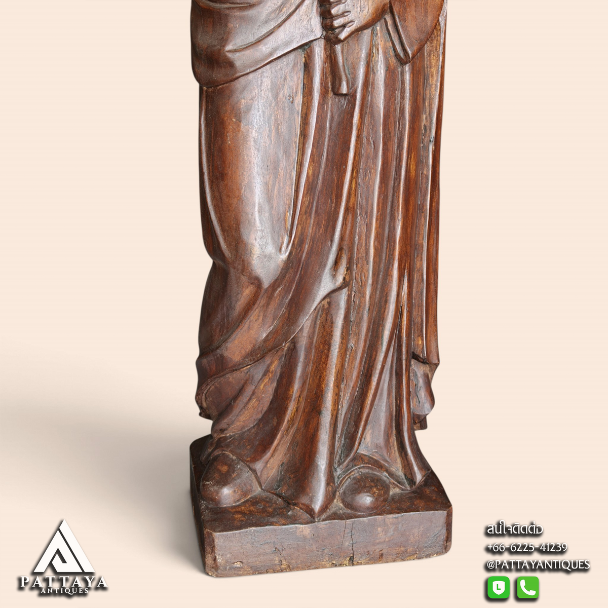 Antique Wood Carved Jesus Statue