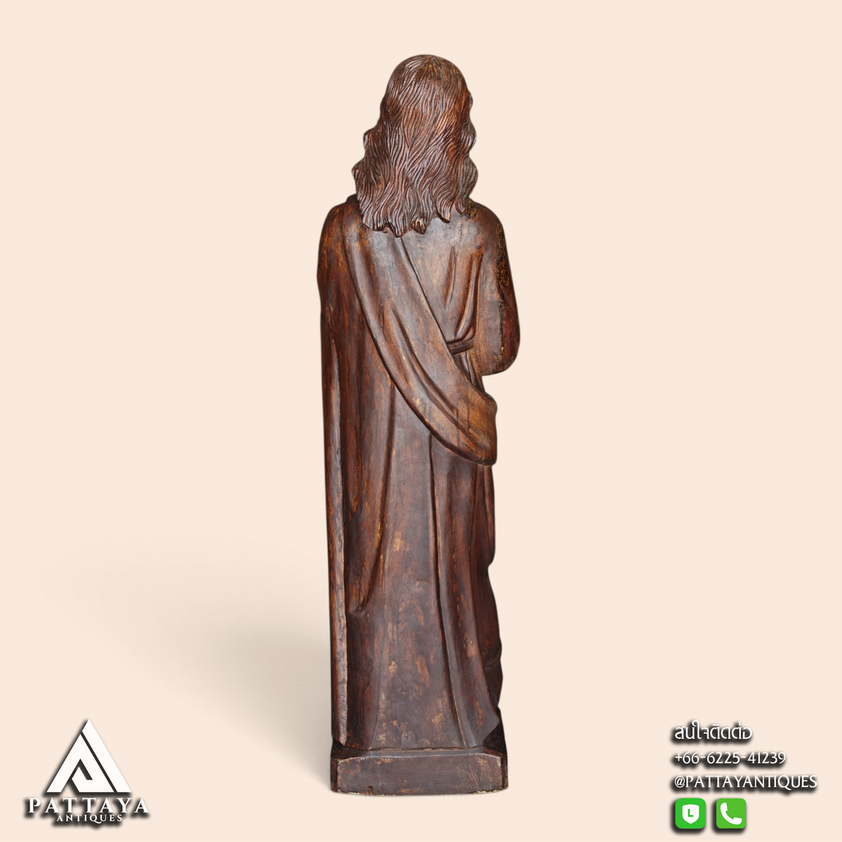Antique Wood Carved Jesus Statue