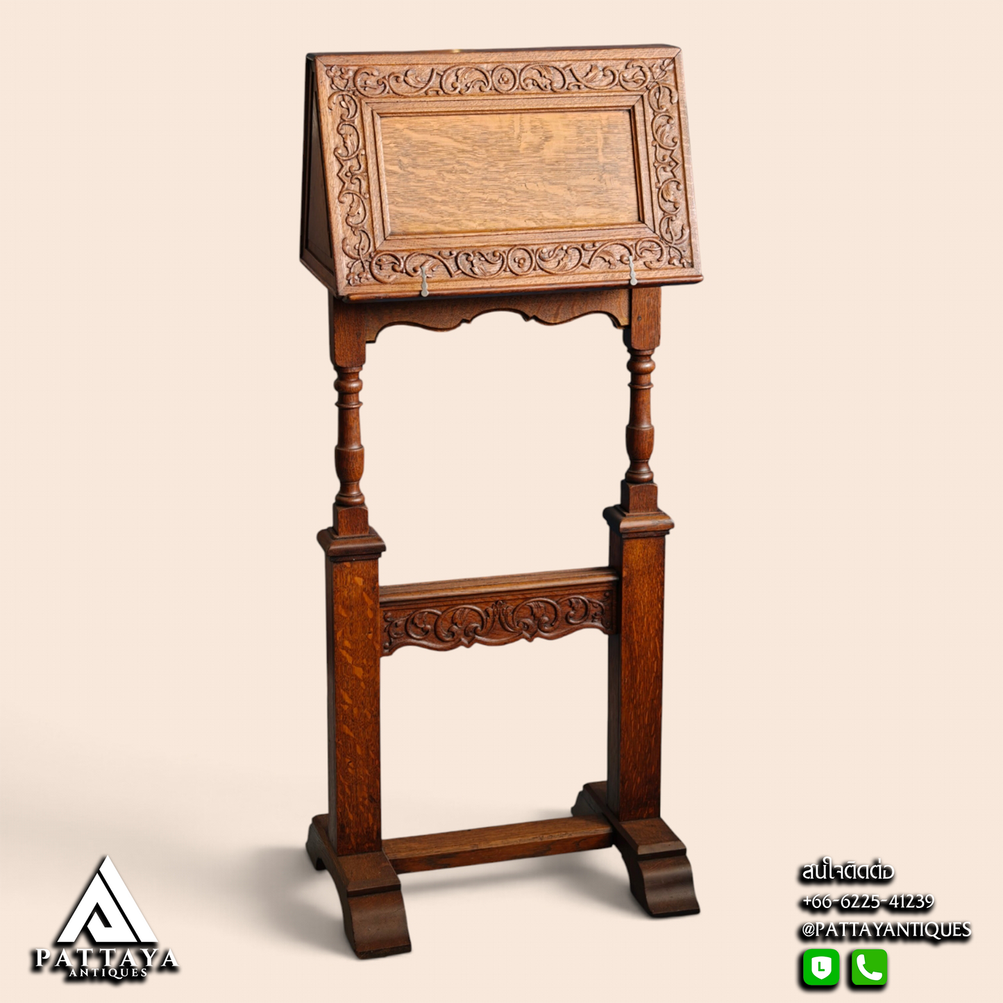 19th Century Carved Oak Bible Stand