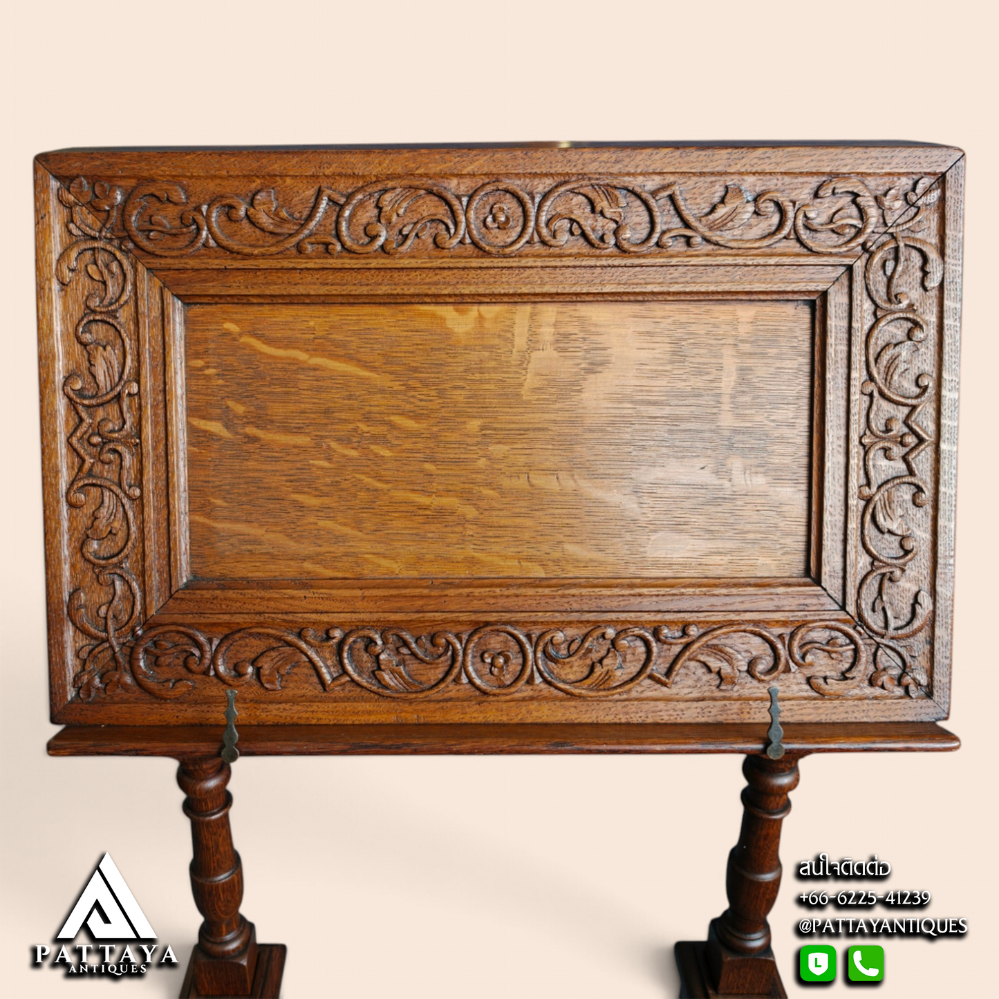 19th Century Carved Oak Bible Stand