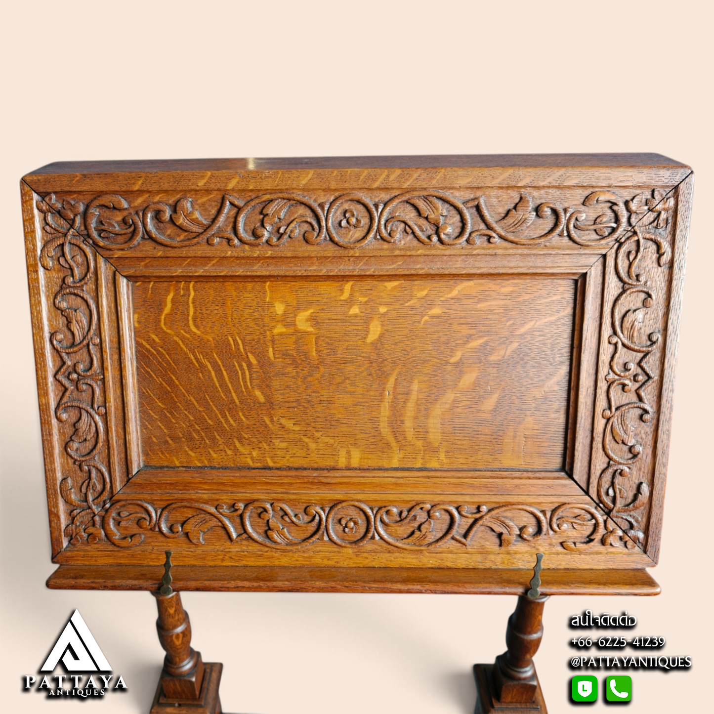 19th Century Carved Oak Bible Stand