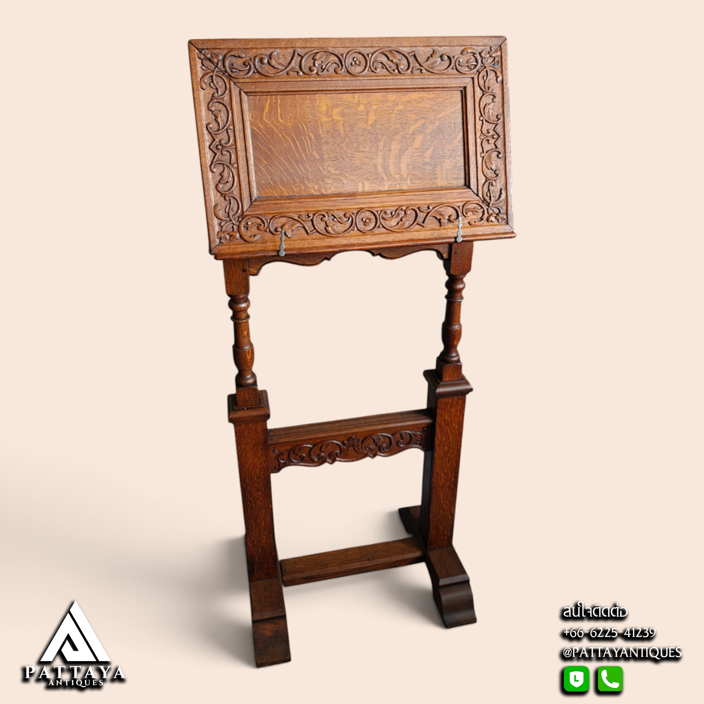 19th Century Carved Oak Bible Stand