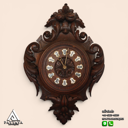 19th Century Black Forest Wood Carved Wall Clock