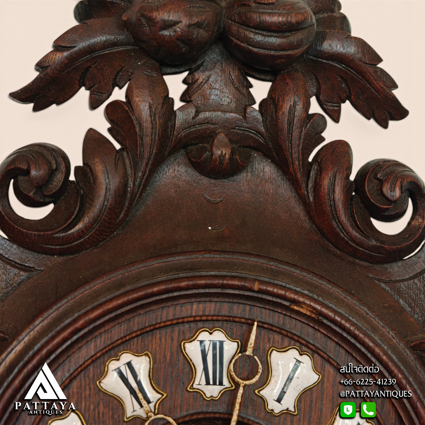 19th Century Black Forest Wood Carved Wall Clock