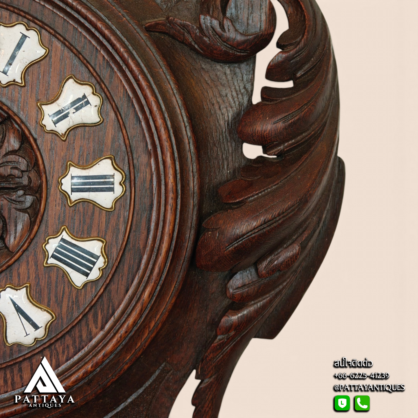 19th Century Black Forest Wood Carved Wall Clock